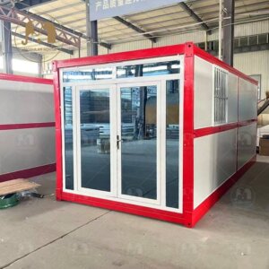 Red Foldable Glass Wall Container House Italy